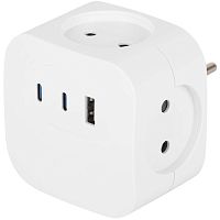 Разветвитель 4-м SP-4-3USBAC-W + 3 USB A+C со шторками 10А бел. Эра Б0069083
