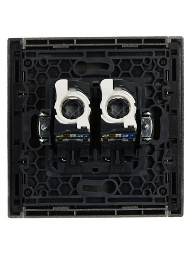 Розетка компьютерная 2-м RJ45 кат.5E FORTE&PIANO FP533 сталь IEK FP-K20-1-K46 фото 5