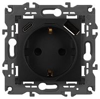 Розетка ЭРА Elegance 14-4108-05 2P+E 16A-250В со шторками с USB type-A+C 5В-3А антрацит Эра Б0067724