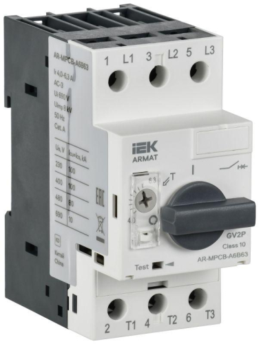 Выключатель автоматический защиты двигателя ARMAT A6 GV3P 4-6.3А IEK AR-MPCB-A6B63 Выключатель автоматический защиты двигателя ARMAT A6 GV3P 4-6.3А IEK AR-MPCB-A6B63