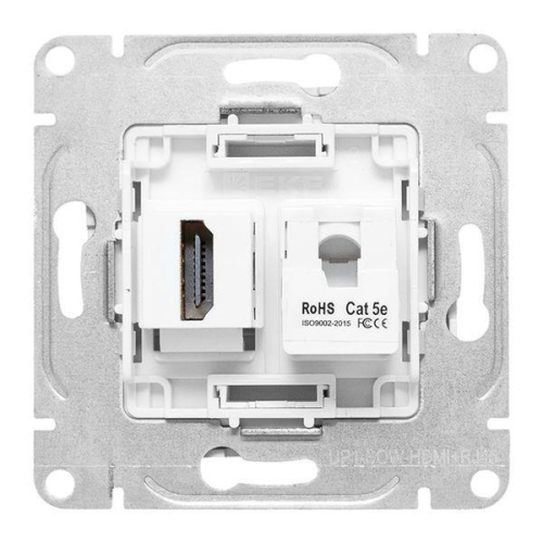 Розетка СП Эпика HDMI + RJ45 кат.5 механизм бел. EKF UP1-SOW-HDMI+RJ45 фото 7
