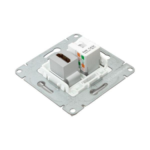 Розетка СП Эпика HDMI + RJ45 кат.5 механизм алюм. EKF UP1-SOA-HDMI+RJ45 фото 4