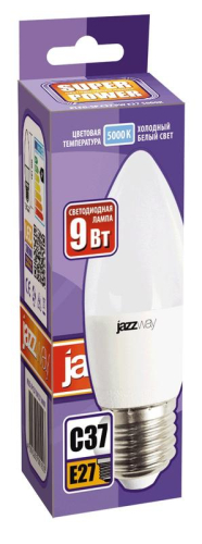 Лампа светодиодная PLED-SP 9Вт C37 свеча 5000К холод. бел. E27 820лм 230В JazzWay 5001954A фото 2