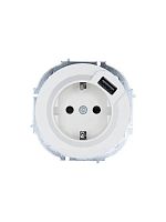 Розетка 1-м СП OSEN с заземл. + USB разъем бел. LEZARD 743-0288-181
