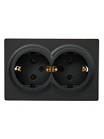 Розетка 2-м ОП LETO с заземл. закрытый корпус ПБТ черн. бархат LEZARD 752-4200-127B