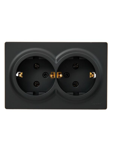 Розетка 2-м ОП LETO с заземл. закрытый корпус ПБТ черн. бархат LEZARD 752-4200-127B