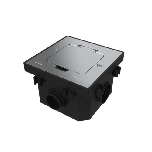 Лючок MultiDesk MDK21 с розеткой 2P+E 16А 250В IP44 с монтажной коробкой для бетонных полов серебр. SE MDK21202SC фото 2